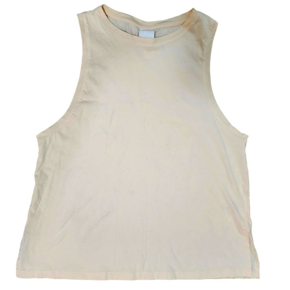 H&M pale yellow tank top, 100% cotton, size XS